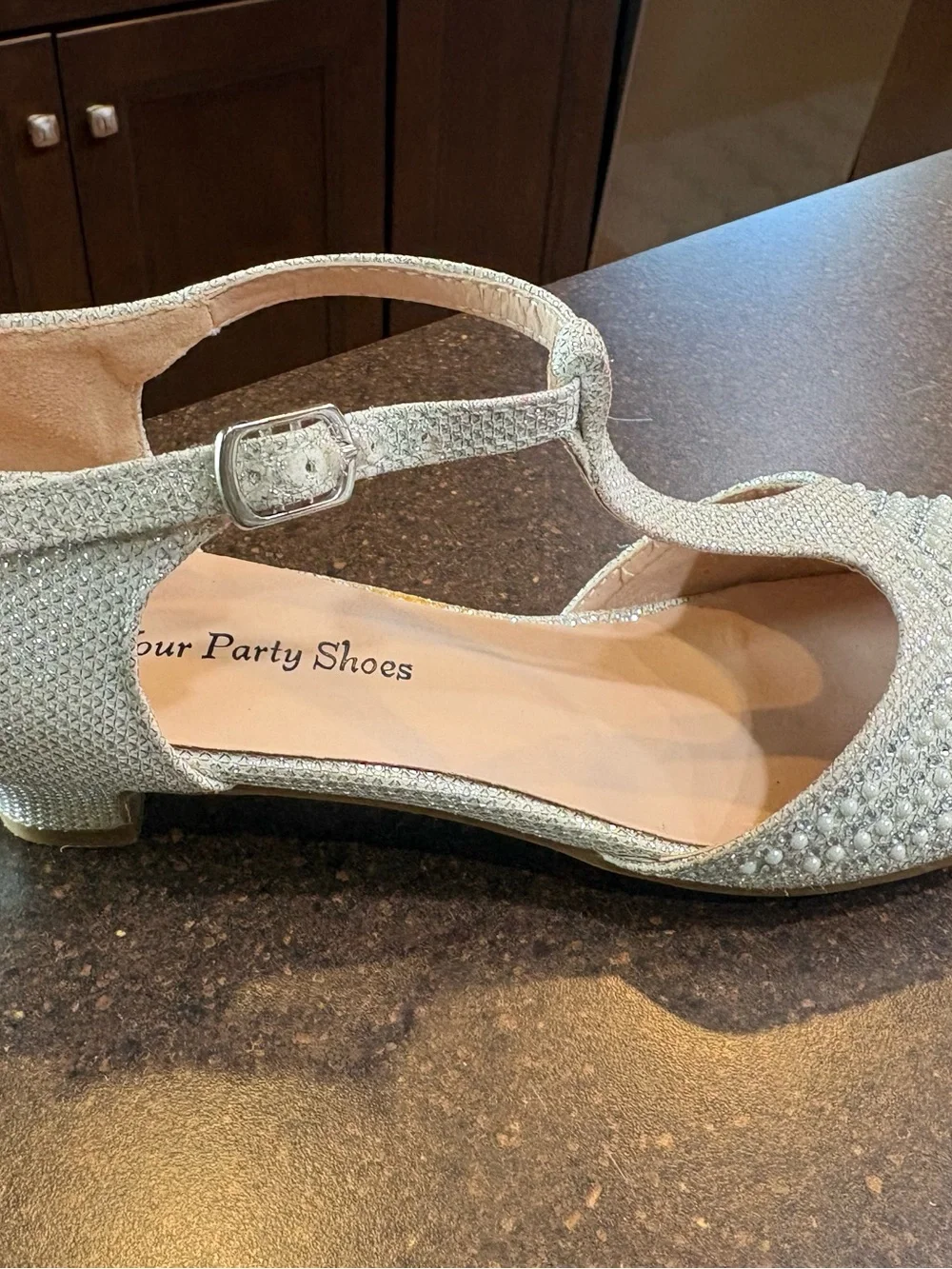 Girls pageant/dress shoes. 1 1/2 in heel. Your Party Shoes Brand.